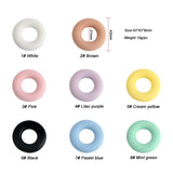 5Pcs Donuts Silicone Beads Wooden Ring Baby Teether DIY Pendants