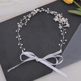 Silver Crystal Flower Headband Tiara for Women