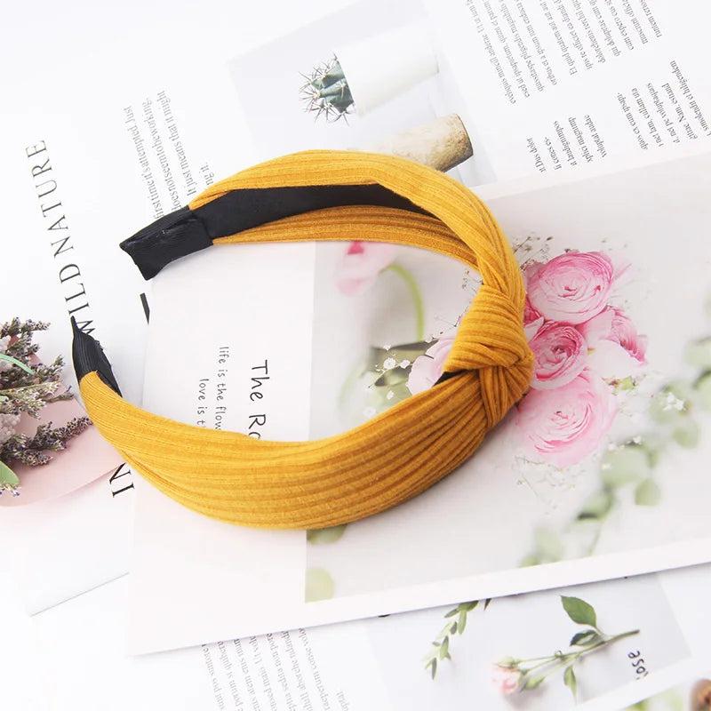 Retro Women Wide Hairband Knitted Cross Knotted Head Hoop Girl Hair Bands Access