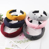 Retro Women Wide Hairband Knitted Cross Knotted Head Hoop Girl Hair Bands Access