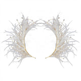 Bride Tiaras Feather Hairband Crystal Headpiece Wedding Hair Jewelry