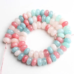 5*8mm Morganite Angelite Rondelle Beads for Jewelry Making 15in