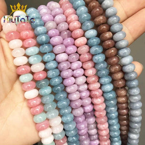 5*8mm Morganite Angelite Rondelle Beads for Jewelry Making 15in