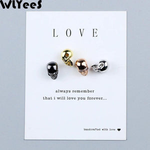 WLYeeS 4pcs Skull Charm Copper beads CZ Metal Spacer Loose beads Jewelry making