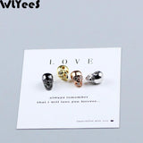 WLYeeS 4pcs Skull Charm Copper beads CZ Metal Spacer Loose beads Jewelry making