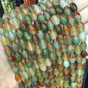 8*12mm Colorful Agates Rice Shape Loose Spacer Beads Jewelry Making DIY