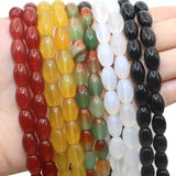 8*12mm Colorful Agates Rice Shape Loose Spacer Beads Jewelry Making DIY