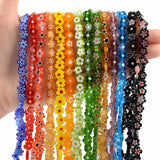 52pcs 8mm Flower Glass Beads Colorful Bracelet Spacer Beads Jewelry Making DIY