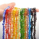 52pcs 8mm Flower Glass Beads Colorful Bracelet Spacer Beads Jewelry Making DIY