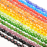 52pcs 8mm Flower Glass Beads Colorful Bracelet Spacer Beads Jewelry Making DIY