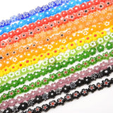 52pcs 8mm Flower Glass Beads Colorful Bracelet Spacer Beads Jewelry Making DIY