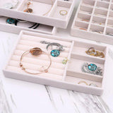 Velvet Jewelry Box Display Tray Drawer Storage Soft Organizer Case