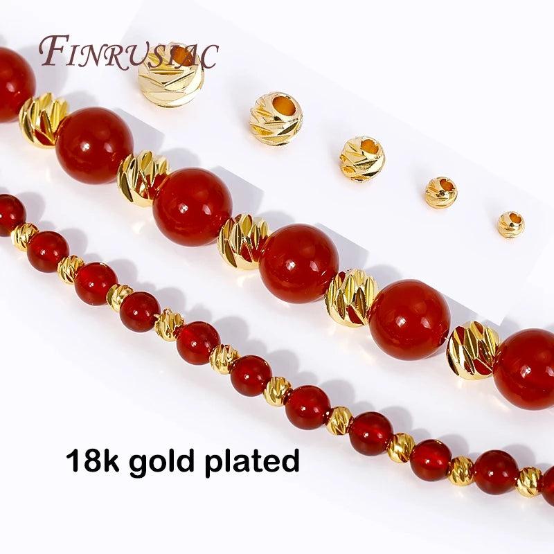 18K Plated Spacer Beads Cut Pattern DIY Jewelry Making Findings