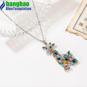 Zircon Giraffe Pendant Necklace for Women