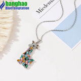 Zircon Giraffe Pendant Necklace for Women