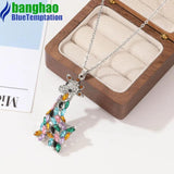 Zircon Giraffe Pendant Necklace for Women