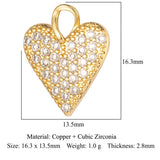 3pcs Geometric Heart Zircon DIY Charms Moon Star Cubic Zirconia Women's Jewelry