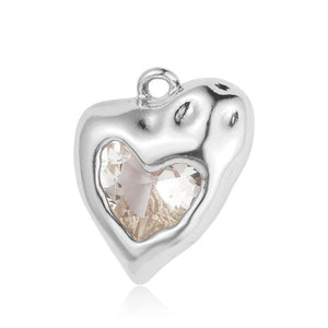 3pcs Geometric Heart Zircon DIY Charms Moon Star Cubic Zirconia Women's Jewelry