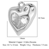 3pcs Geometric Heart Zircon DIY Charms Moon Star Cubic Zirconia Women's Jewelry