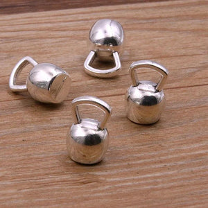 6Pcs Discus Dumbbel Weightlifting Charms Pendants For DIY Jewelry Making