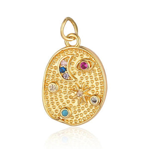 3pcs Geometric Moon Star Rainbow CZ DIY Charms for Women Bracelet