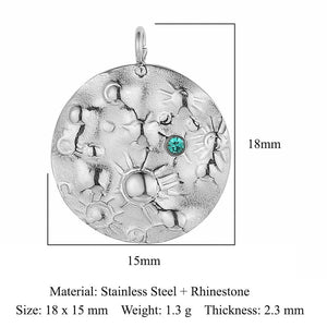 3pcs/Lot Stainless Steel Charm Sun Turquoise Pendant