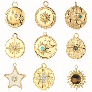 3pcs/Lot Stainless Steel Charm Sun Turquoise Pendant