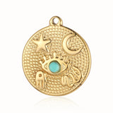 3pcs/Lot Stainless Steel Charm Sun Turquoise Pendant