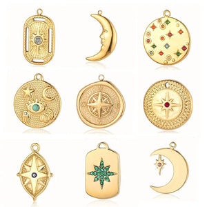 3pcs Starry Sky Rainbow Rhinestone Stainless Steel DIY Necklace Pendant