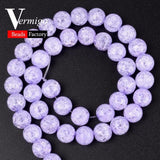 Multicolor Crack Quartz Crystal Round Loose Beads 15inches