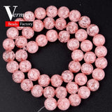 Multicolor Crack Quartz Crystal Round Loose Beads 15inches