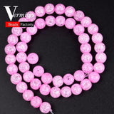 Multicolor Crack Quartz Crystal Round Loose Beads 15inches