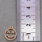 6PCS Smiling Face Pendants Charms with Rhinestones 17*14MM KC
