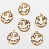 6PCS Smiling Face Pendants Charms with Rhinestones 17*14MM KC