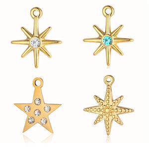 3pcs/Lot Stars Pentagram Mirror Polished Charm Pendant