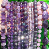 Natural Amethyst Gem Stone Irregular Faceted Oval Drop Purple Quartz Loose Beads