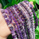 Natural Amethyst Gem Stone Irregular Faceted Oval Drop Purple Quartz Loose Beads
