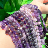 Natural Amethyst Gem Stone Irregular Faceted Oval Drop Purple Quartz Loose Beads