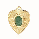 Bohemia Heart Feldspar Natural Stone Charm Necklace Pendant