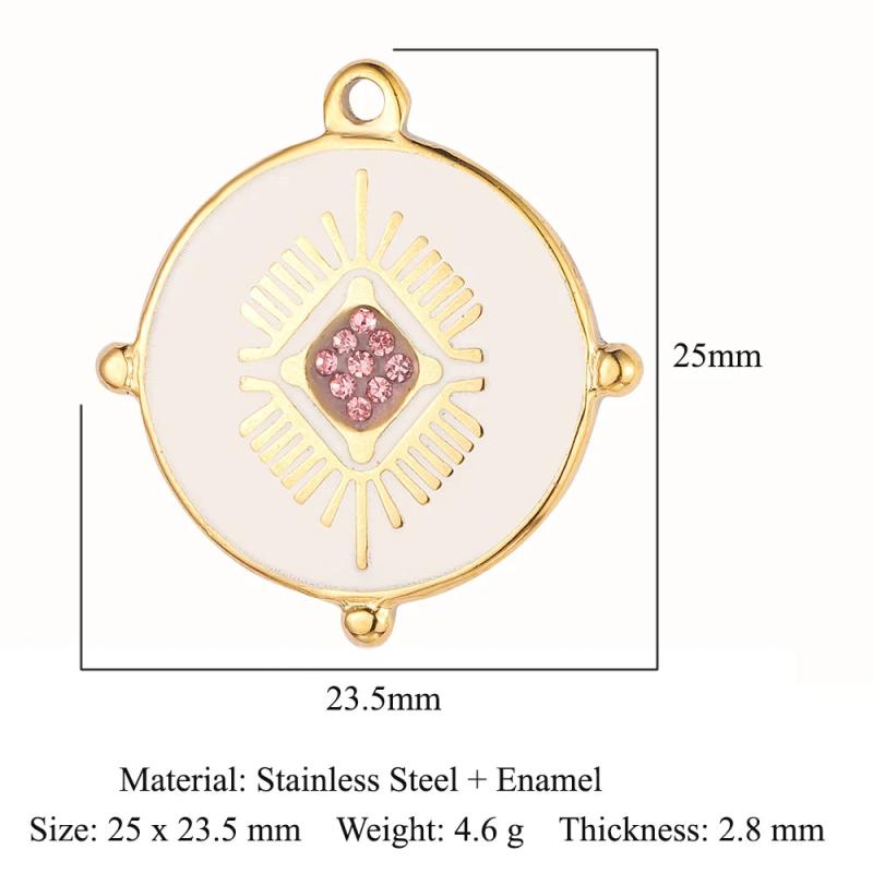 3pcs Oval Mirror Polished Stainless Steel DIY Charm Wolf Tooth Pendant