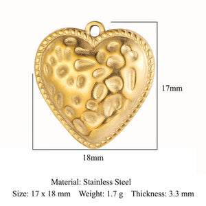 3pcs/Lot Enamel Heart Mirror Polished Stainless Steel DIY Charm Pendant