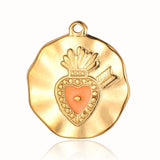 3pcs/Lot Enamel Heart Mirror Polished Stainless Steel DIY Charm Pendant