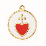 3pcs/Lot Enamel Heart Mirror Polished Stainless Steel DIY Charm Pendant