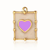 3pcs/Lot Enamel Heart Mirror Polished Stainless Steel DIY Charm Pendant