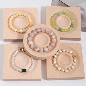 Wooden Jewelry Plate Tray Organizer Display Case Crafts Beads Showcase