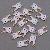 6pcs Rabbit Head Drop Oil DIY Pendant Enamel Charms Girls Earring Accessory