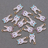 6pcs Rabbit Head Drop Oil DIY Pendant Enamel Charms Girls Earring Accessory