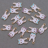 6pcs Rabbit Head Drop Oil DIY Pendant Enamel Charms Girls Earring Accessory