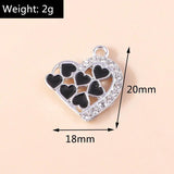 10pcs Colorful Crystal Love Hearts Charms for Jewelry Making
