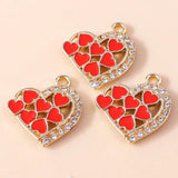10pcs Colorful Crystal Love Hearts Charms for Jewelry Making
